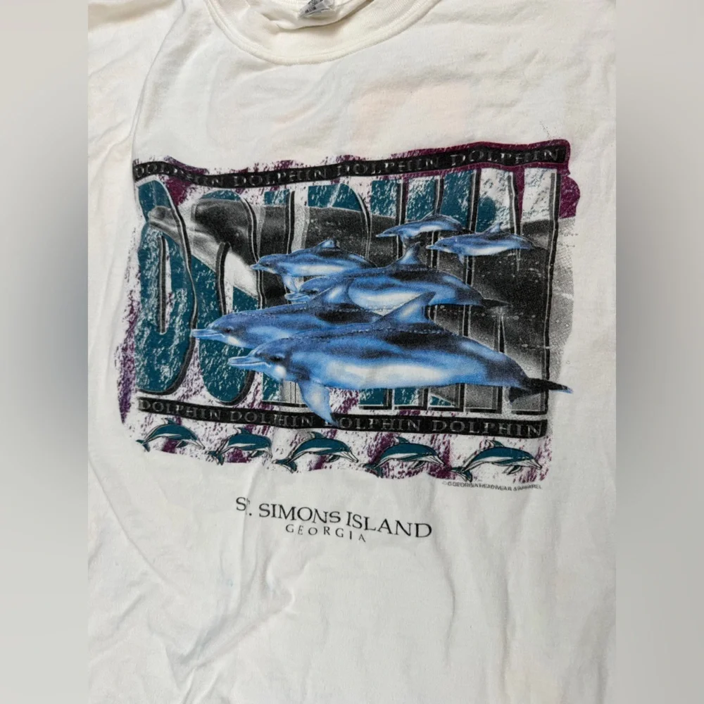 Vintage World Ts Dolphin St Simons‎ Island Santa Rosa Beach T-Shirt White XL